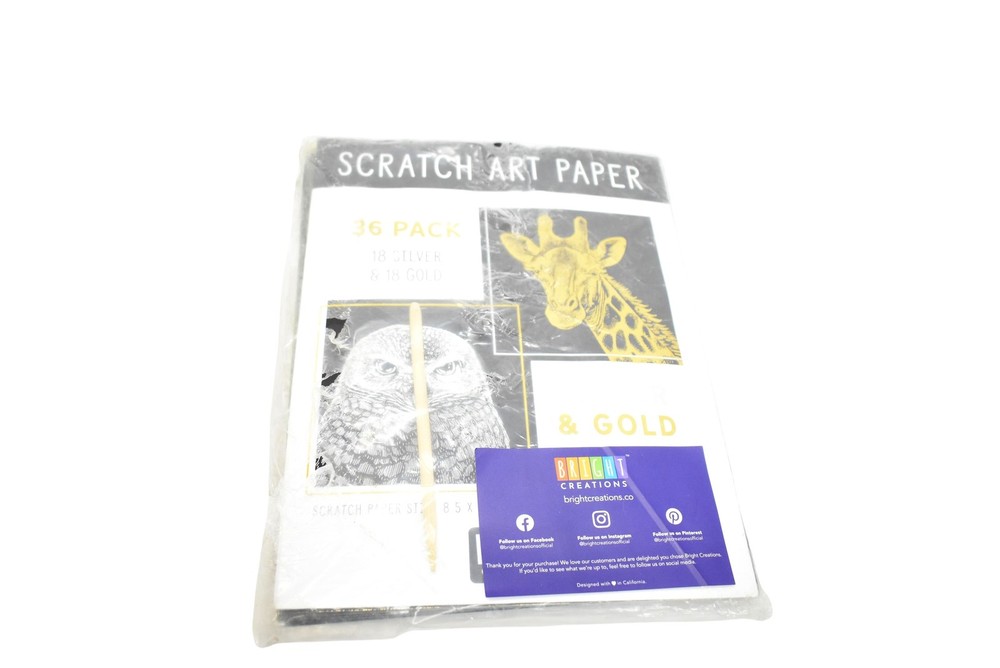 Bright Creations Scratch Art Paper 36 Pack Silver & Gold Foil Sheets Craft