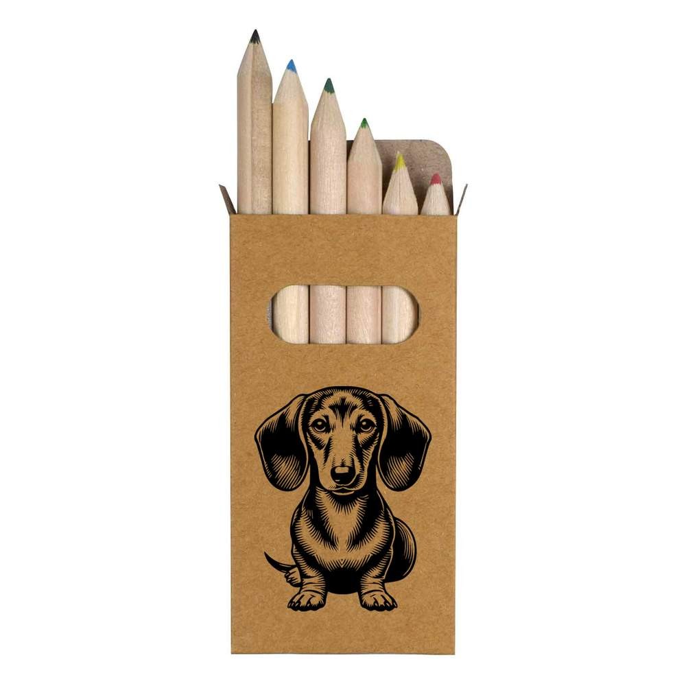 6 x ‘Dachshund’ Short 85mm Pencils / Coloured Pencil Set (PE00067450)