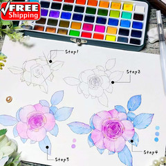 Watercolor Paint Set 100 Colors with Metallic in Portable Box, Paint Kit with Wa