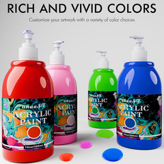 Acrylic Paint Sets for Artists, 14 Colors Bulk Paints with Pump, Canvas Craft