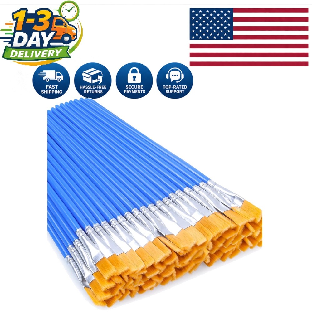 Professional Quality 50 Pcs Flat Paint Brushes – Ideal for Beginners and Experts