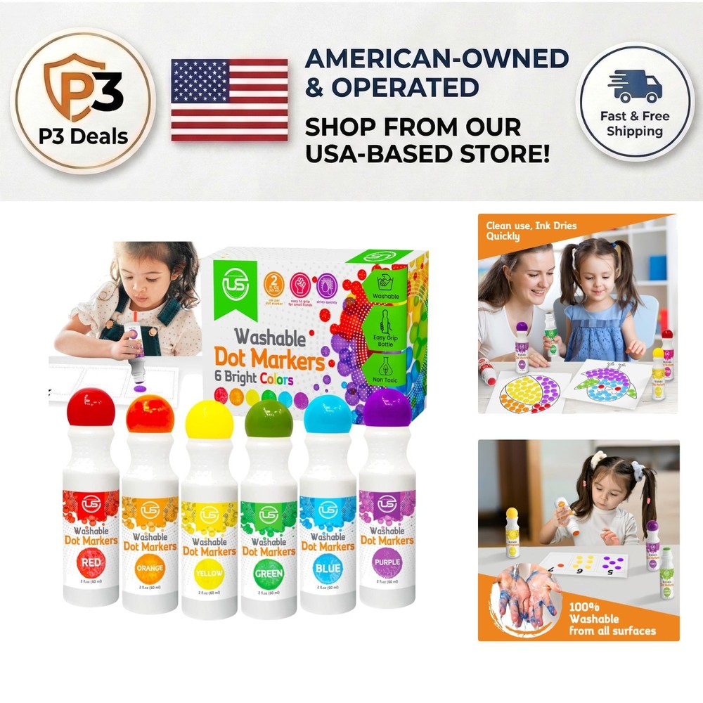 Multicolor Bingo Daubers – 6 Count Washable Dot Markers for Kids’ Creativity