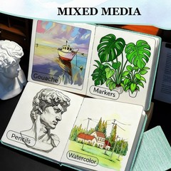 2 PCS 4.7×4.7 Inch Watercolor Sketchbook Journal 140lb/300gsm Mint Green