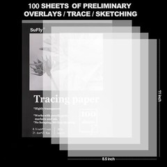 Tracing Paper 8.5X11 Inch, 100 Sheets Transparent Vellum Paper For Tracing Pads,