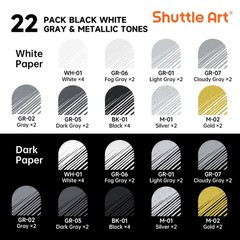 22 Colored Pens 0.6mm Fine Point Gel Pens for Black Paper Metallic Tones