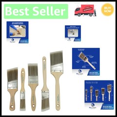 Wood Handle Paint Brush Set: 5-Piece Flat & Angle Brushes for Precision Painting
