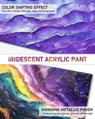 Pintura acrilica iridiscente 20 colores 250ml metalica no toxica arte manual