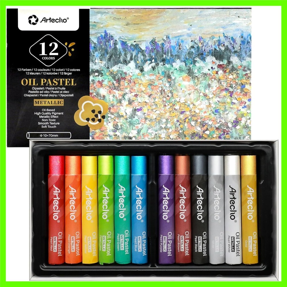 Soft Oil Pastels Set of 12 Metallic Colors – Perfect for Art & DIY Creations