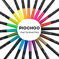 Dual Brush Marker Pens,24 Colored Markers,Fine Point and Brush Tip for Adult Col