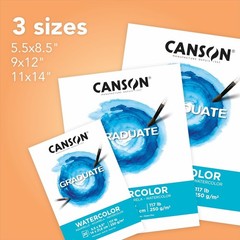 Acid-Free Graduate Watercolor Pad, 20 Durable 9×12 Sheets for Artists & Students