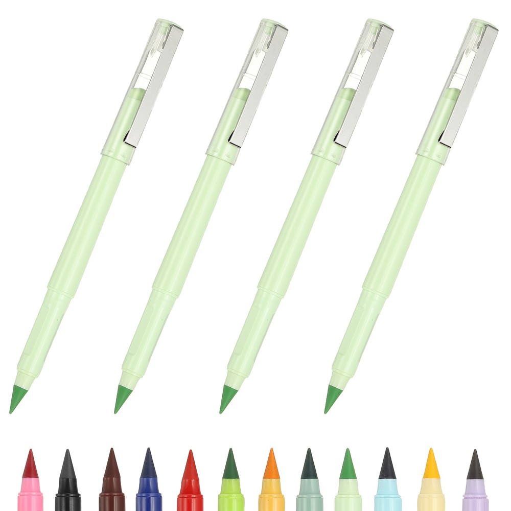 4 Pcs Mechanical Sharpened Forever Pencils Set, Marker Light Green
