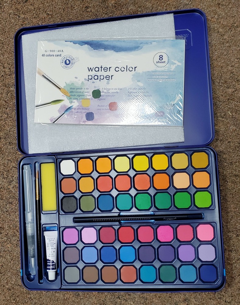 48 Vibrant Colors Watercolor Paint Set, All in One Gift Box