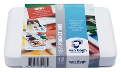 Van Gogh Watercolor Paint Set, Plastic Pocketbox, 12-Half Pan General Selection