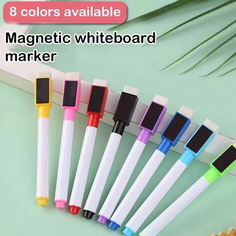 8 Color Erasable Whiteboard Markers with Eraser Kids Dry Erase Pens NEW