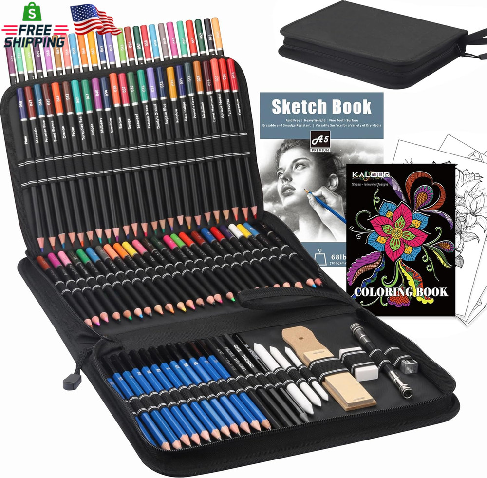 KALOUR 96 Premium Drawing Pencil Set,Including 72 Colored Pencil and 24 Sketch K
