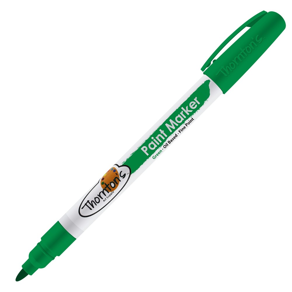 Thornton’s Art Supply Oil-Based Paint Marker, Fine Point, Green Ink
