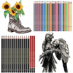 Sketching Drawing Art Pencil Kit-50 Piece Set with 24 Color Pencils for Color…
