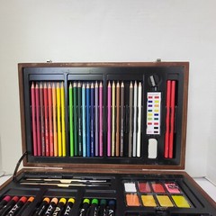 Deluxe DM Creations Water Color & Crayon Art Sketch-Kit in Wooden Case