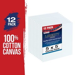 Blank Cotton Canvas Panels 5″x5″ 12 Pack Mounted Art Boards Paint Supplies Craft