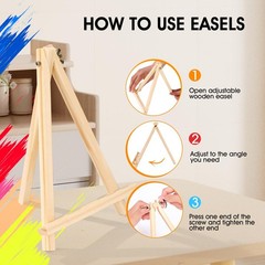 12 Pack 9 Inch Wood Easels, Easel Stand for Painting Canvases, Art, and Craft…