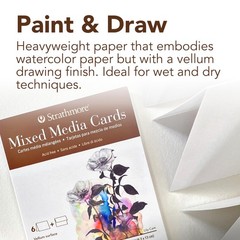 Strathmore 400 Series Mixed Media Cards, 5×6.875 inches, 6 5×6.875, White