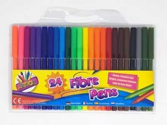 24 Felt Tip Pens Set Fine Fibre Drawing Markers Colouring Art School Colour Kids