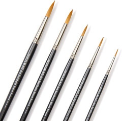AIT Art Select Paint Brush Set, 5 Long Handle Synthetic Blend round Paint Brushe