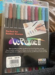 Uchida Le Plume II Double-Ended Marker PRIMARY Set 12 Extra Fine Brush NEW 1122