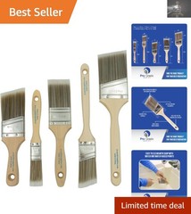 Versatile 5-Piece Paint Brush Set with Solid Wood Handles for All Paint Types