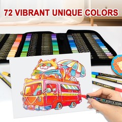72 Colors Dual Tip Acrylic Paint Pens – Fine & Brush Tips for Art, Craft, Glass,