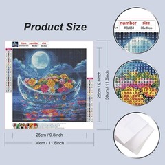 Crystal Ship Diamond Art Kits for Beginner, Flower DIY Full Drill Diamond Painti