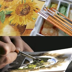 Versatile 12-Pack Watercolor Brushes with Wooden Handles – Ideal for Detail Work