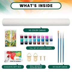 Paint by Numbers Kit for Adults Beginner & Kids Age 8-12 with Wooden Frame, Easy