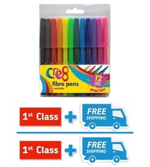 PACK OF 12 MIXED COLOUR NON TOXIC WASHABLE COLOURING FIBRE PENS KIDS FELT TIPS