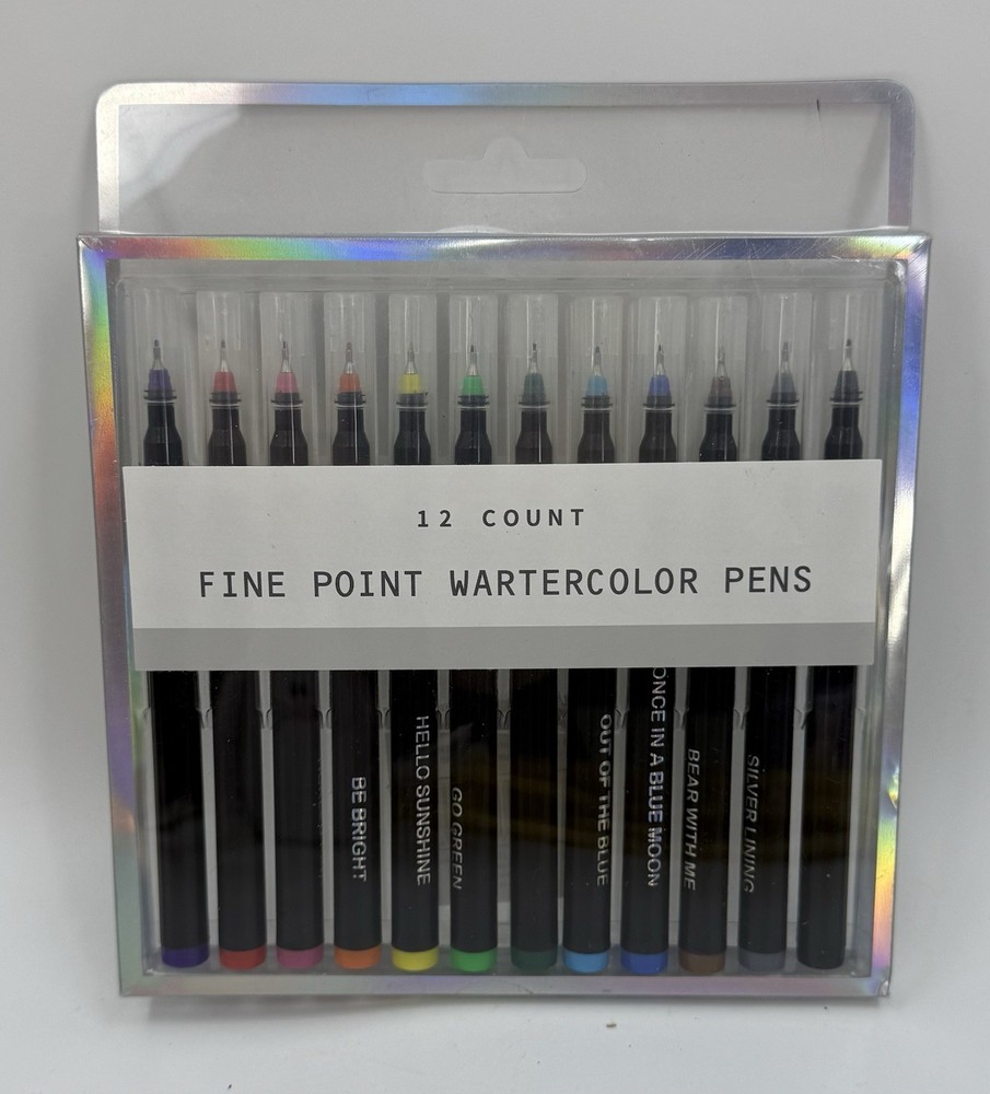 Watercolor Brush Pens Fine Point 12 Count Colors 1616 Holdings Inc. New NIP