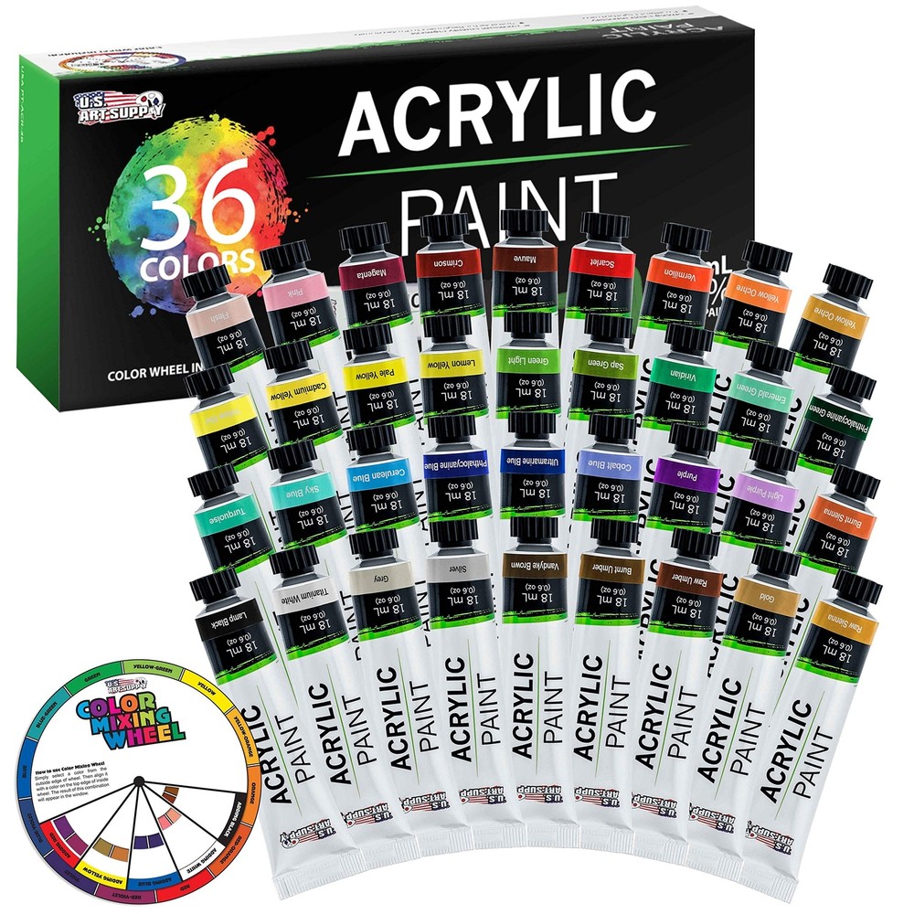 U.S. Art Supply Professional 36 Color Set of Acrylic Paint in Large 18ml Tube…