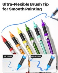 48 Colors Acrylic Paint Markers with Canvas Bag, Water-Based No-Bleed Paint P…