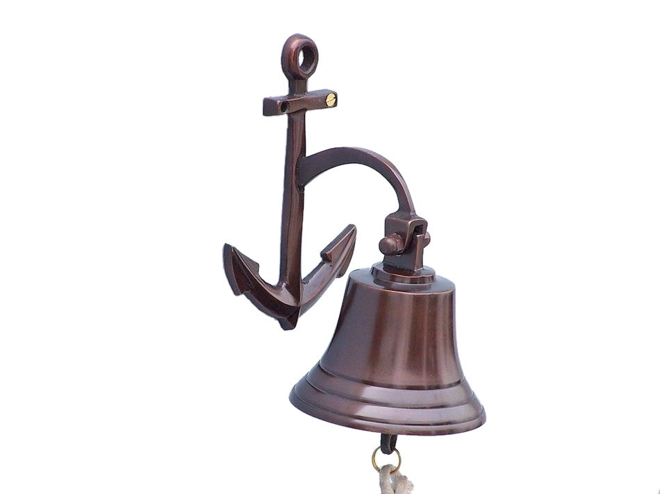 Antique Copper Hanging Anchor Bell 8″”