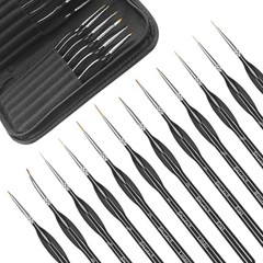 Detail Paint Brush Set – 1Pack / 12 Pcs Micro Fine Tip Paint Brush with Black