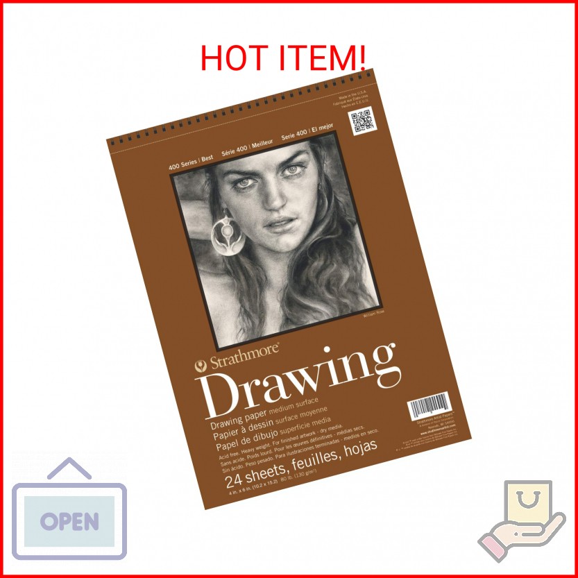 Strathmore (400-1 400 Series Drawing Pad, Medium Surface, 4″x6″, 24 Sheets