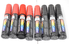 Lot of 8 Decocolor Acrylic Paint Markers 5 Red & 3 Black Extra Wide Tips