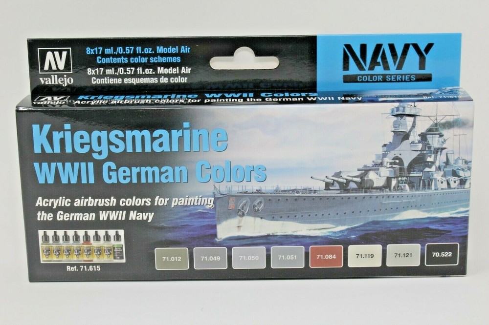 Vallejo Model Air Paint Set: Kriegsmarine WWII German Colours – VAL71615