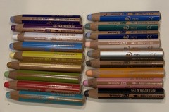 Stabilo Woody 3-in-1 Artist Color Pencil~Watercolor~Crayon Lot of 18 Barely Used