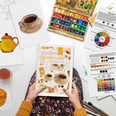 Watercolor Workbook Paint Book Beginner 12 Patterns Stress-Relieving Autumn 1