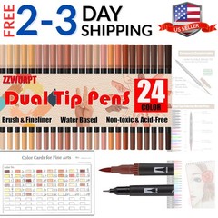 Skin Tone Double Tip Brush Pens Art Markers,24 Colored Artist Fine Brush Pen …