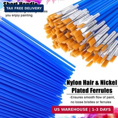 100Pcs Small Paint Brushes Bulk, Anezus Flat Top Acrylic Classroom Brush for Kid