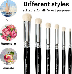 6 Pcs Dry Brush Set for Miniature Painting, Acrlics,Oils, Watercolors,By Birch W