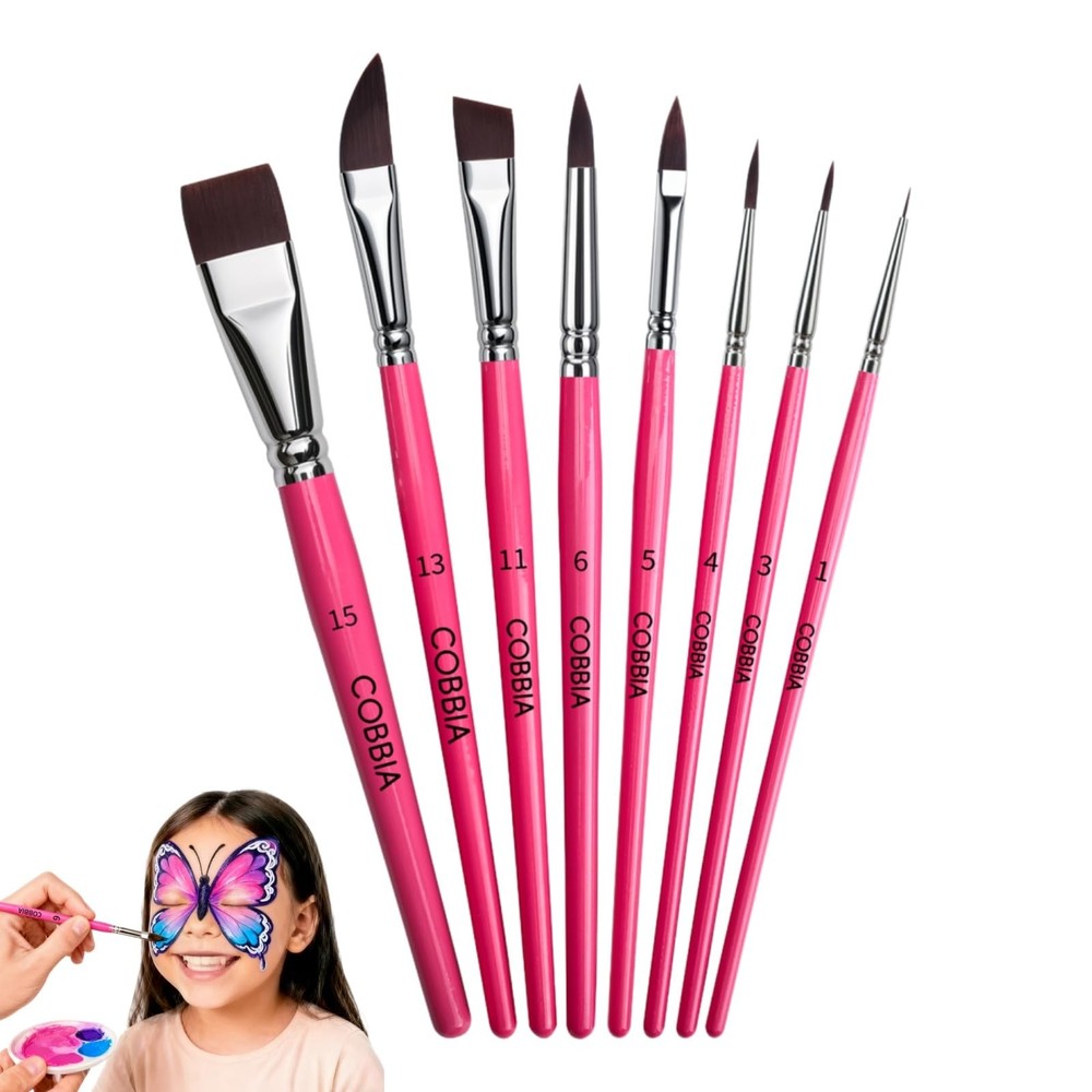 8 PCS Face Paint Brush Set Artist Brushes For Acrylic Oil Watercolor