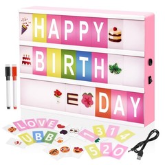 A4 Size Cinema Light Box 16 Color Changing Message Board 400 Letters Pink