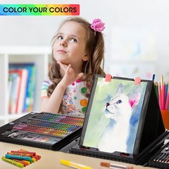 240-Piece Art Set with Trifold Easel, Drawing & Craft Kit for Kids Ages 4-12